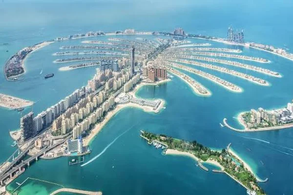 Aerial view of Palm Jumeirah in Dubai, United Arab Emirates