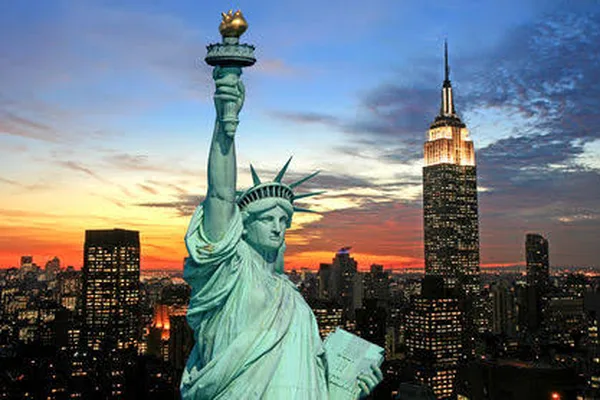 Statue of Liberty and the New York City skyline, United States